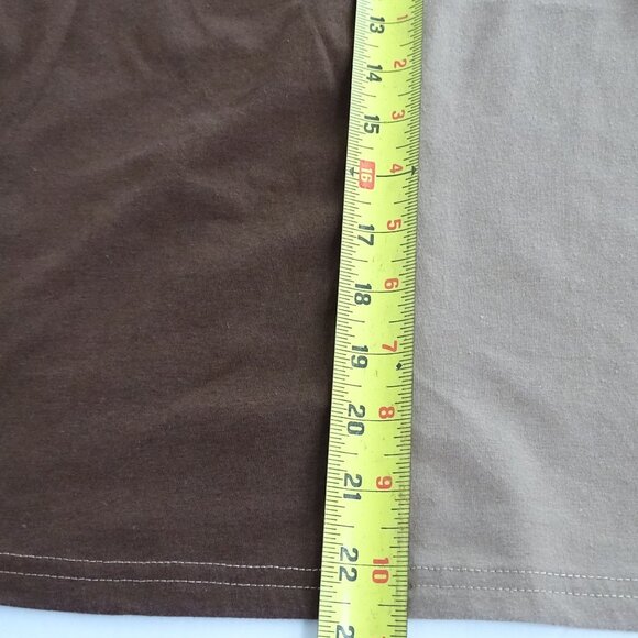 Two-Tone Brown T-Shirt Casual Top Women Size M Cotton Blend Round Neck - Picture 7 of 7